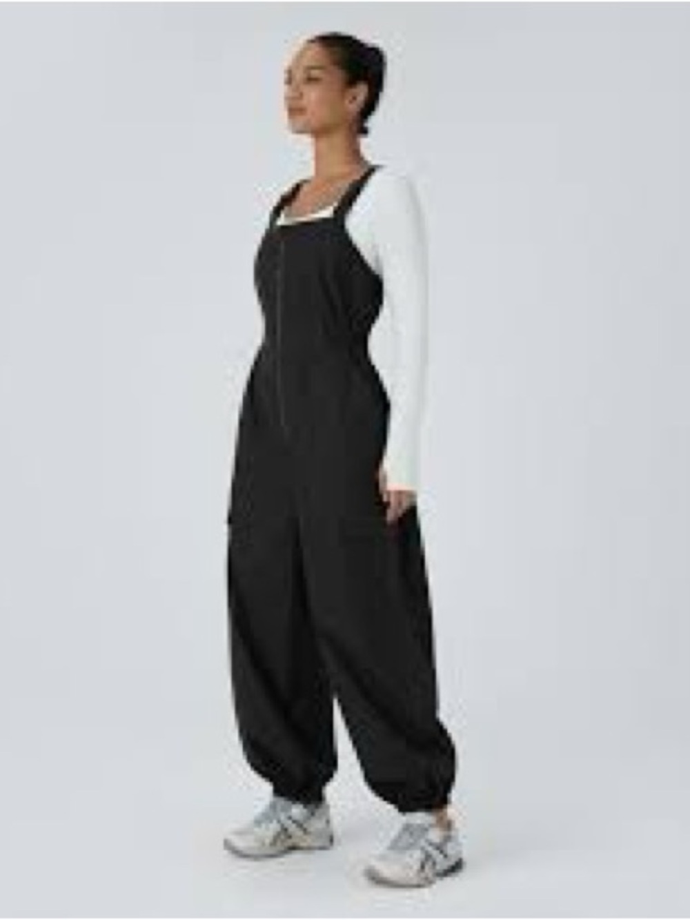 HALARA Black Relaxed Fit Overalls Jumpsuit